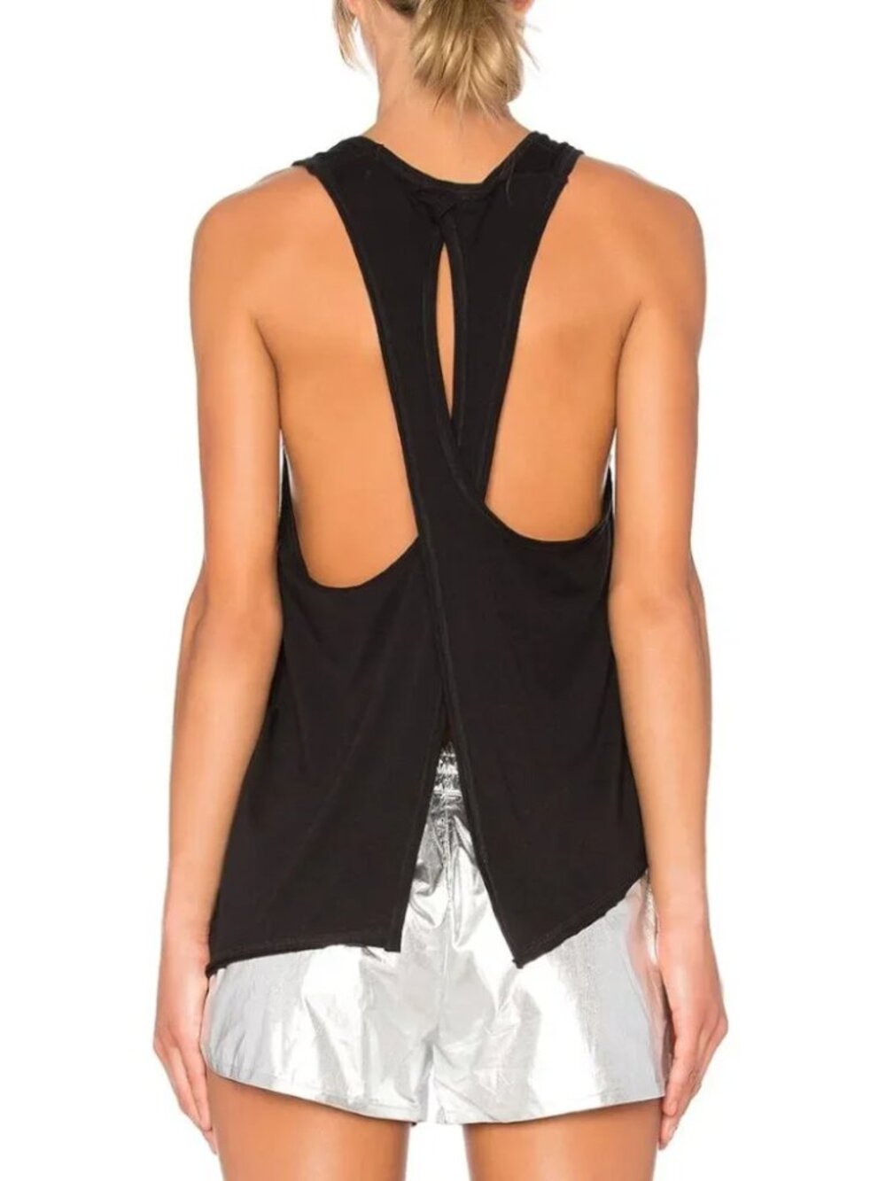 Alala Flyback Sleeveless Crossover Open Back Cross Tank Top Low Arm Hole